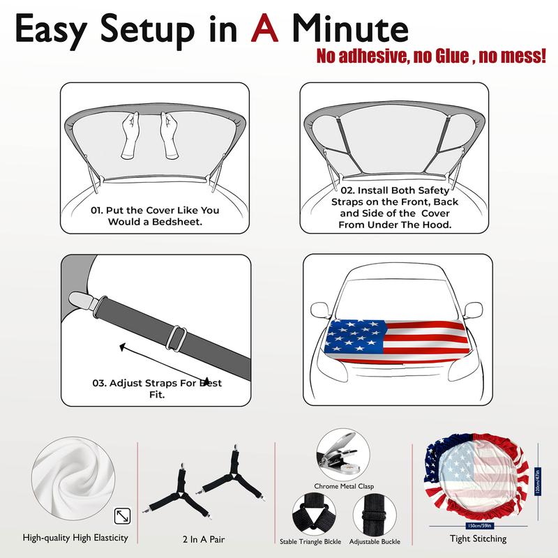 American Flag Car Hood Cover for Cars, SUVs & Trucks