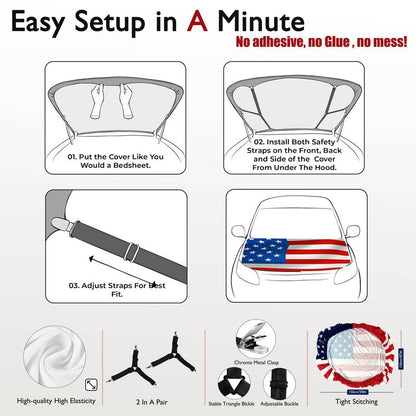 American Flag Car Hood Cover for Cars, SUVs & Trucks